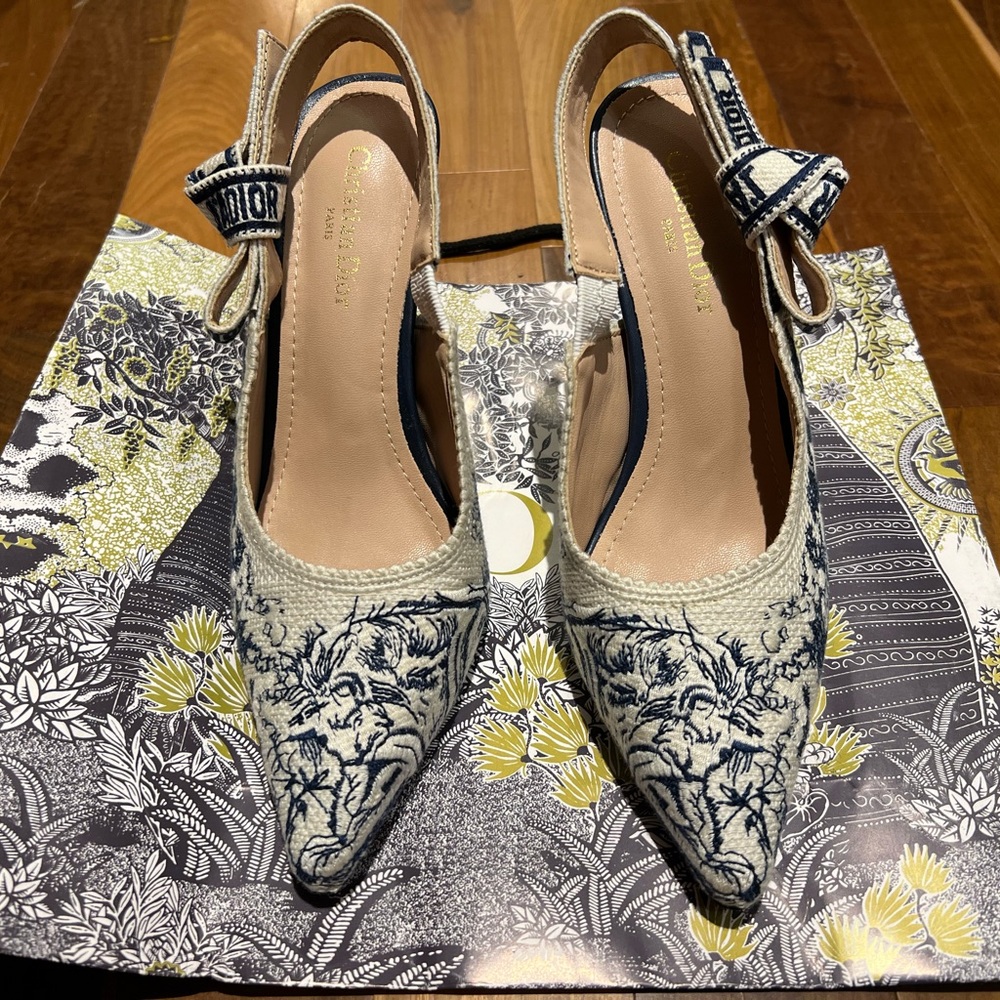 Dior Navy and Ivory j’adior Slingback Heels - Picture 6 of 6